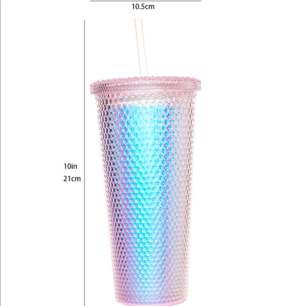 NWT Beva Unicorn Holographic Iridescent Diamond Studded Coffee and Tea Tumbler